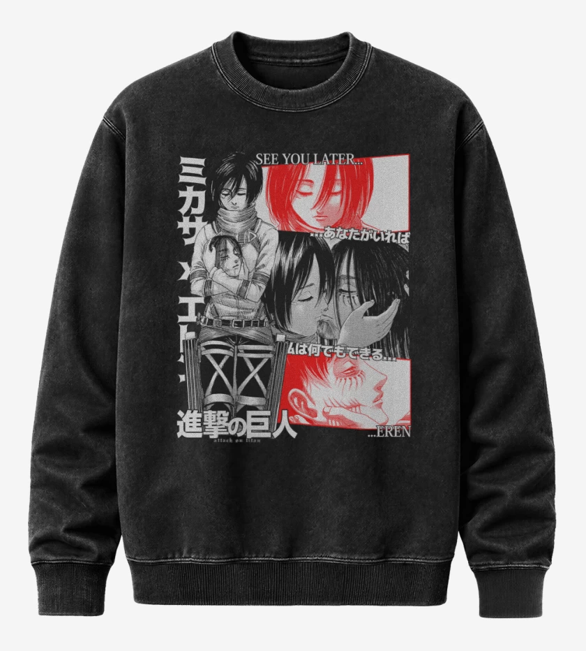 Poleron Polo Acid Wash Negro de See You Later Eren
