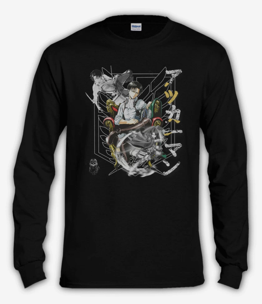 Polera manga larga Negro de ackerman levi