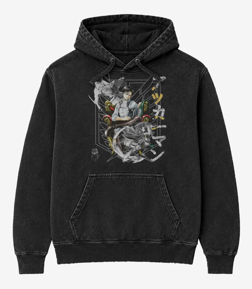 Poleron Canguro Acid Wash Negro de ackerman levi