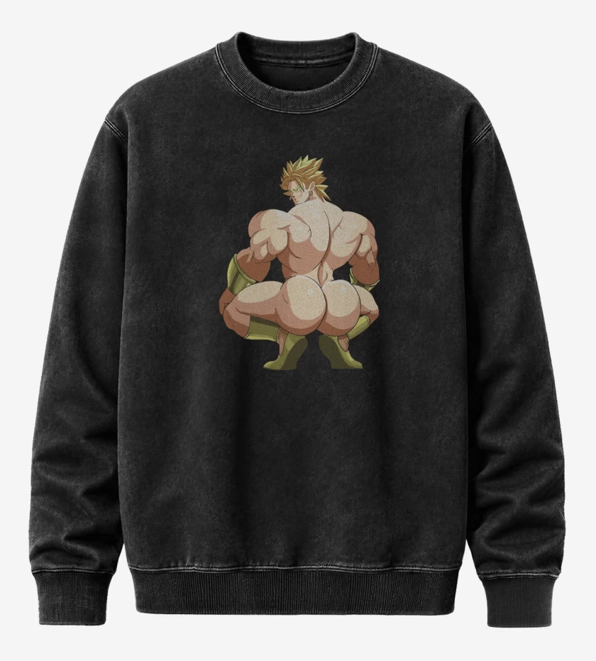 Poleron Polo Acid Wash Negro de Broly Nalgón