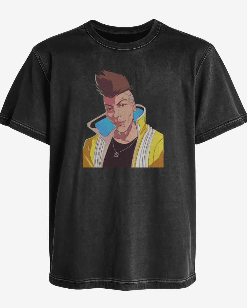 Polera desgastada Negro de Chad David Martínez