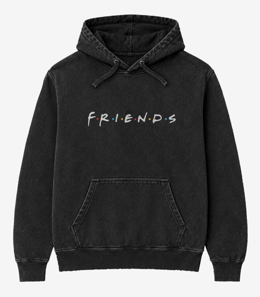 Poleron Canguro Acid Wash Negro de Friends