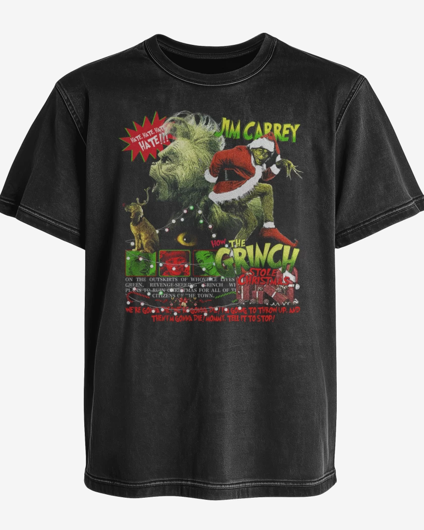 Polera desgastada Negro de EL GRINCH