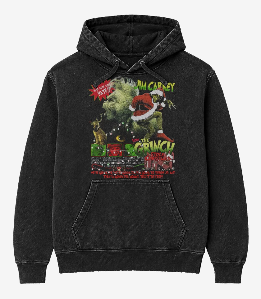 Poleron Canguro Acid Wash Negro de EL GRINCH