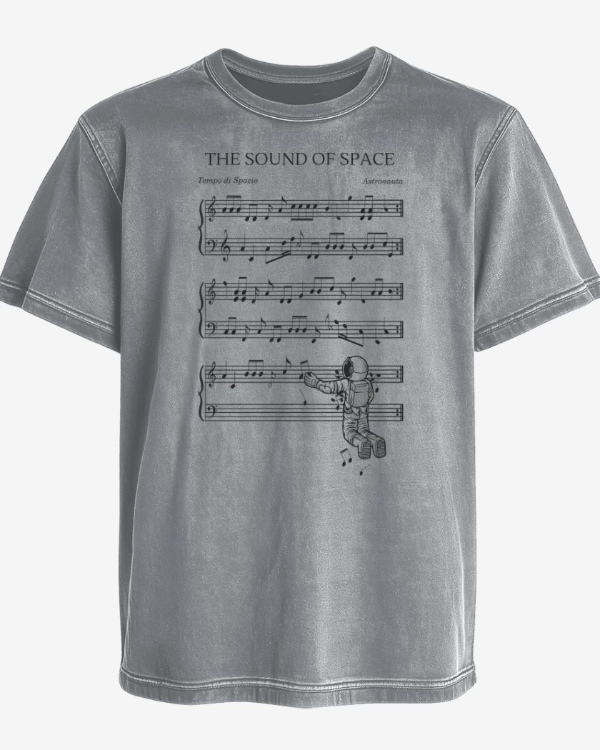 Polera desgastada Gris Melange de Sonido del Espacio