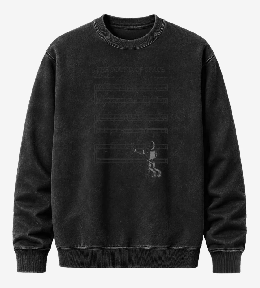 Poleron Polo Acid Wash Negro de Sonido del Espacio