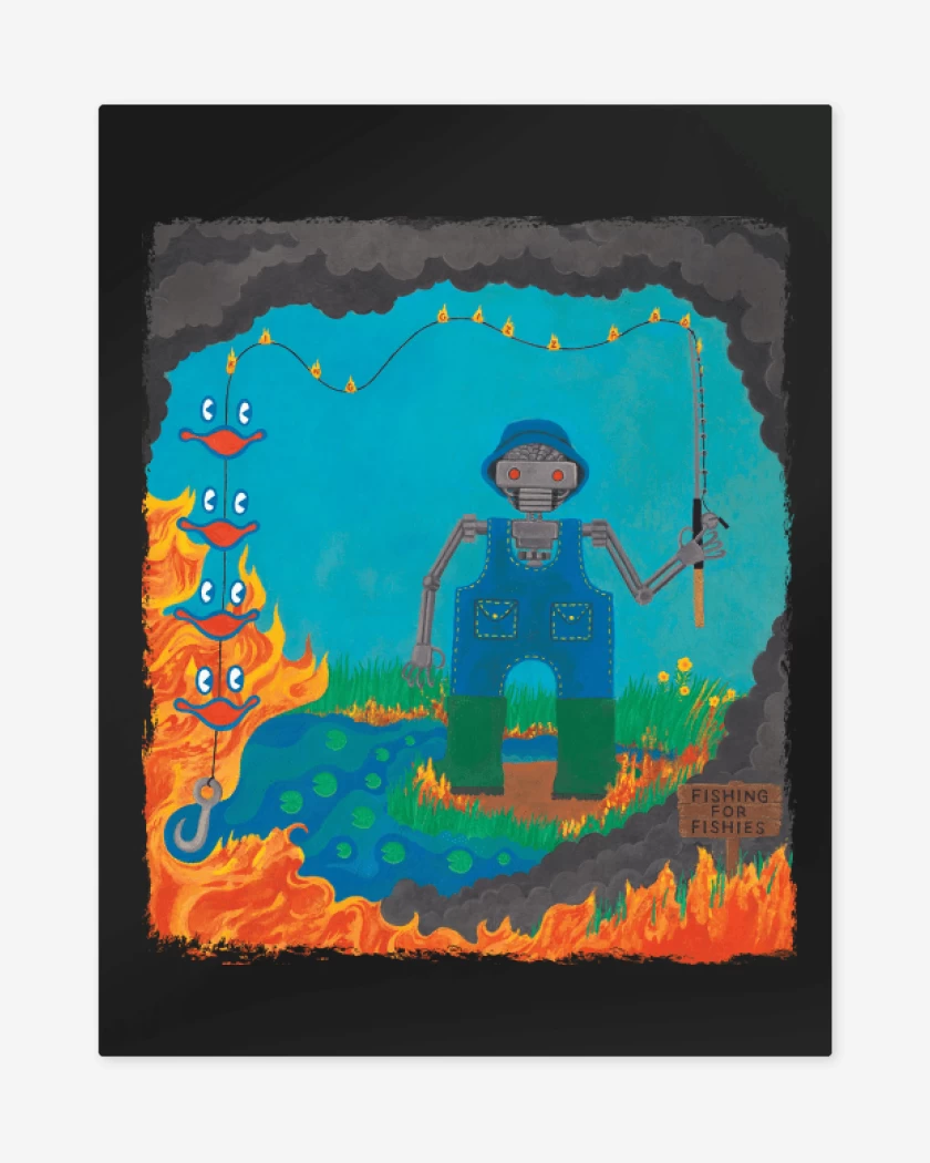 Print metalico Negro de Fishing for Fishies