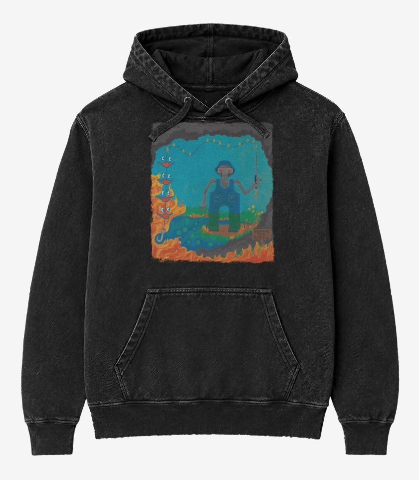 Poleron Canguro Acid Wash Negro de Fishing for Fishies