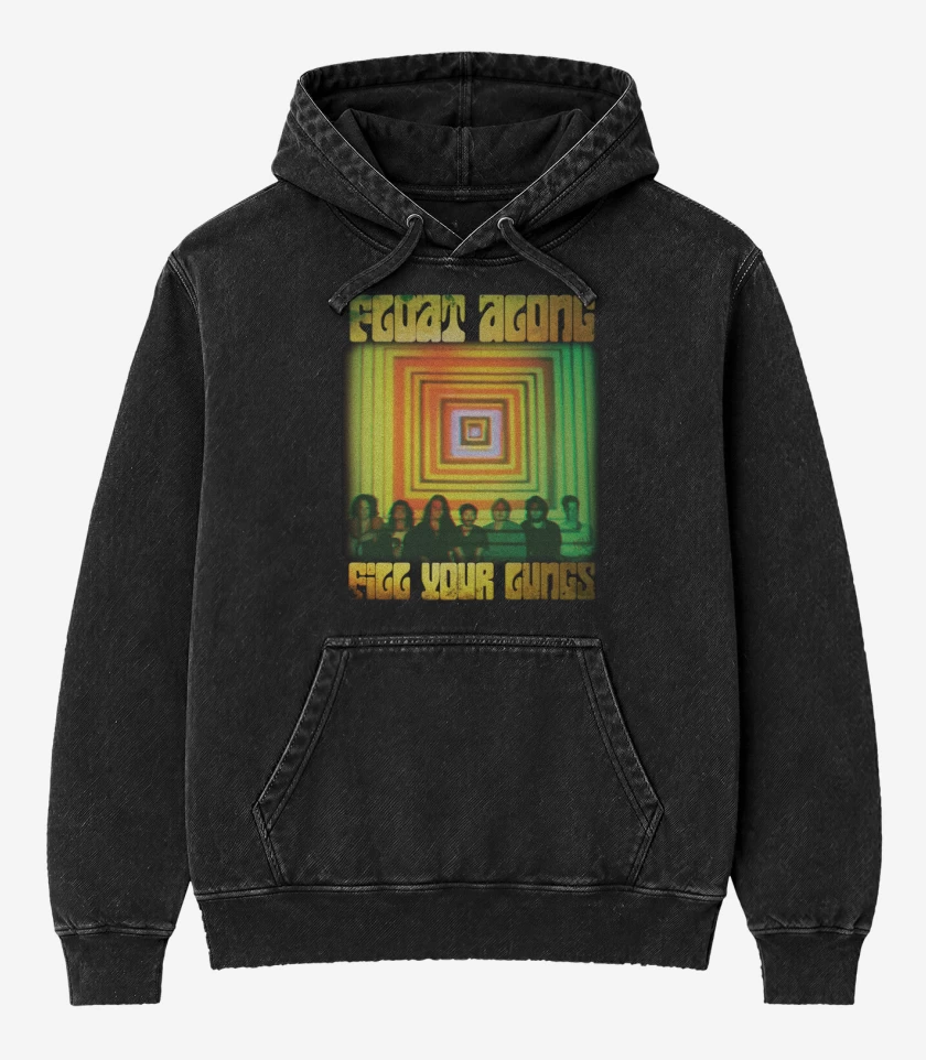 Poleron Canguro Acid Wash Negro de Float Along Fill Your Lungs
