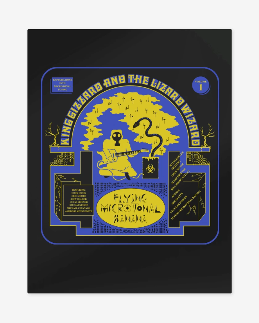 Print metalico Negro de Flying Microtonal Banana 