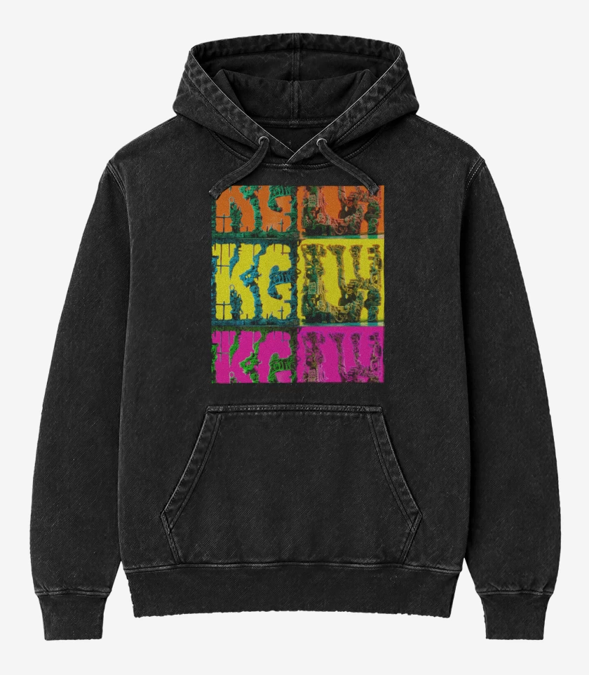 Poleron Canguro Acid Wash Negro de KGLW