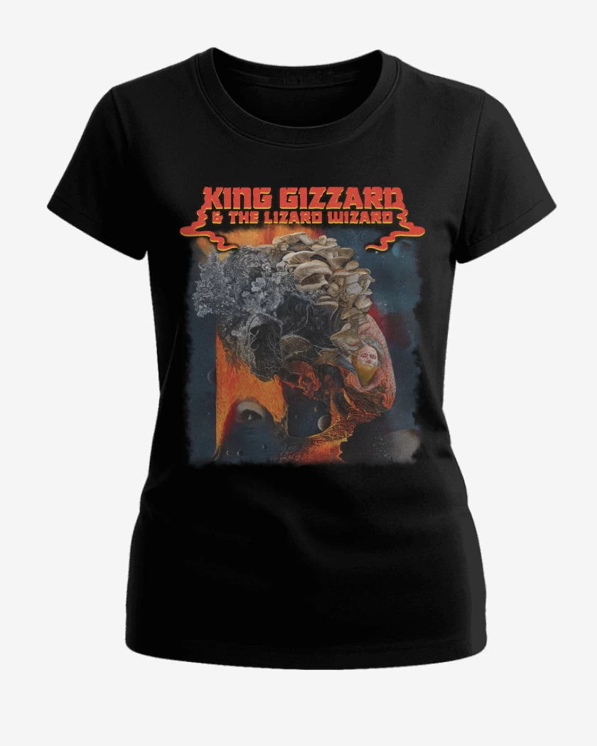 Polera de Mujer Ice Death Planets Lungs Mushrooms and Lava