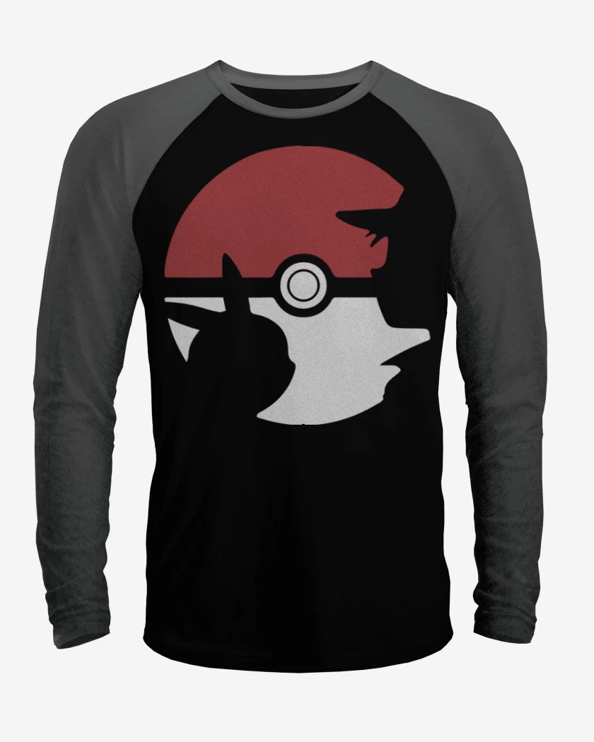Polera Raglan Negro / Negro Heather de Pokebola