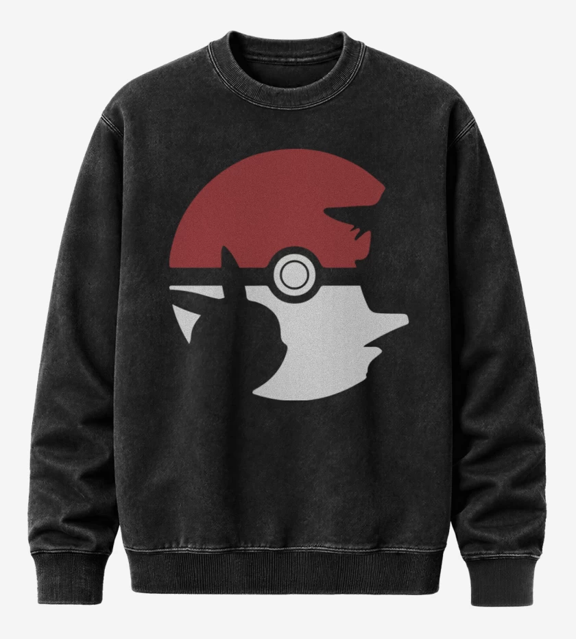 Poleron Polo Acid Wash Negro de Pokebola
