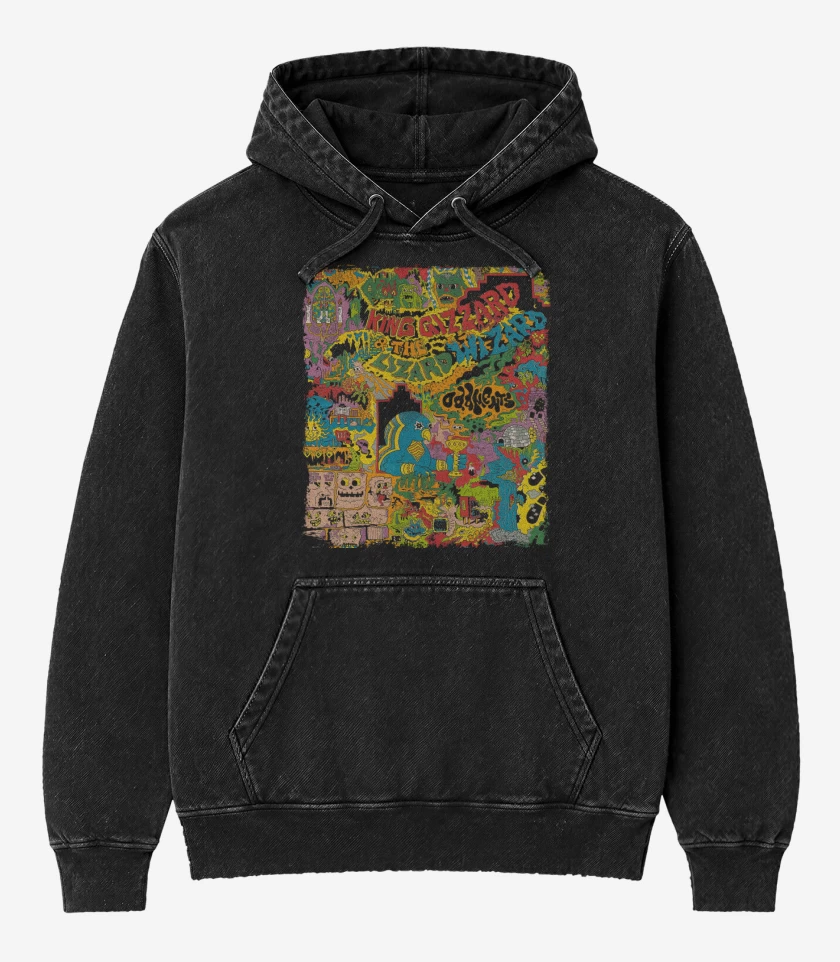 Poleron Canguro Acid Wash Negro de Oddments