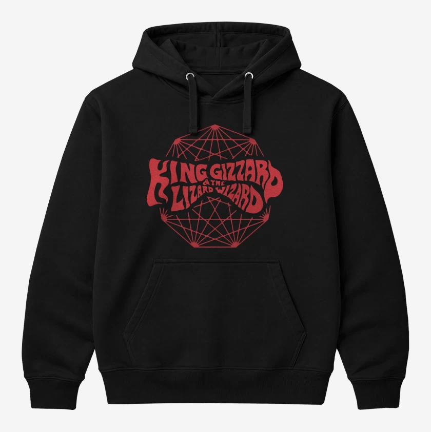 Polerón Canguro Negro de King Gizzard and the Lizard Wizard Logo