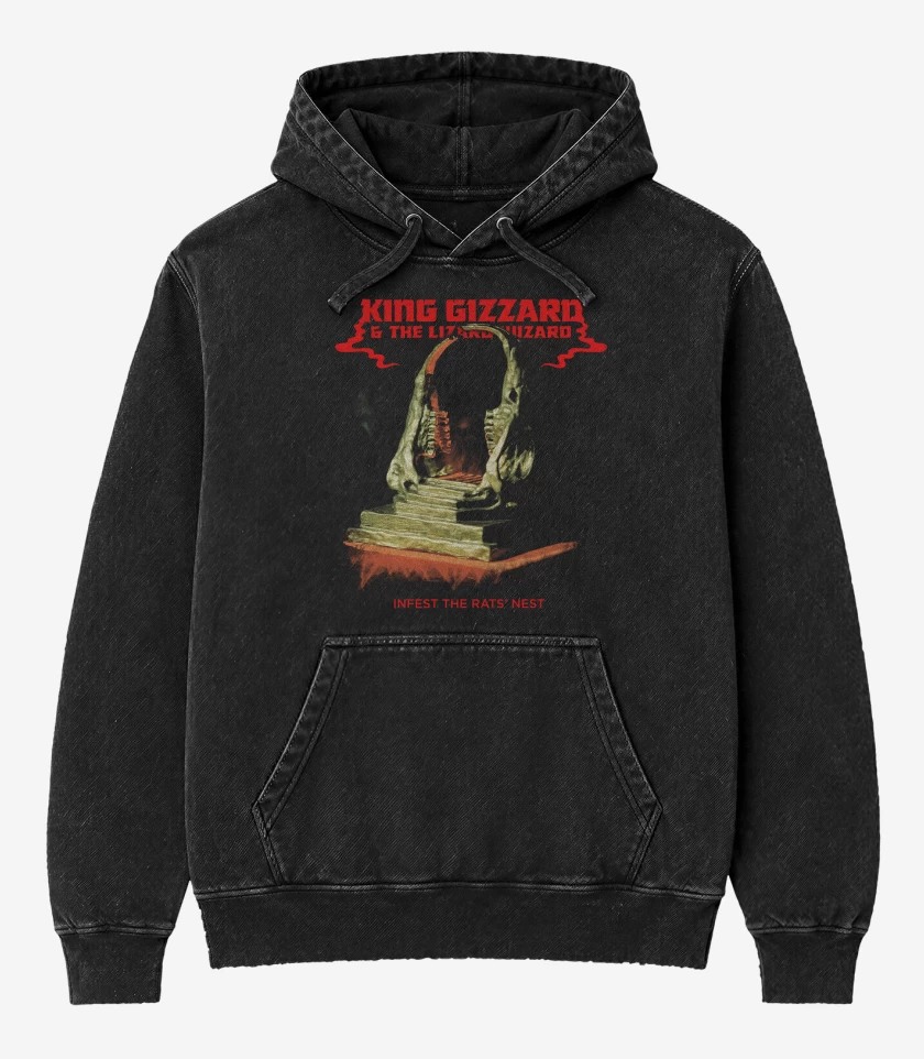 Poleron Canguro Acid Wash Negro de Infest The Rats Nest
