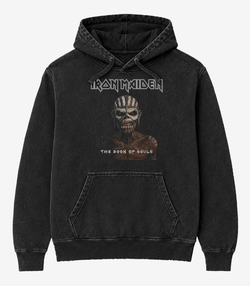 Poleron Canguro Acid Wash Negro de The Book of Souls