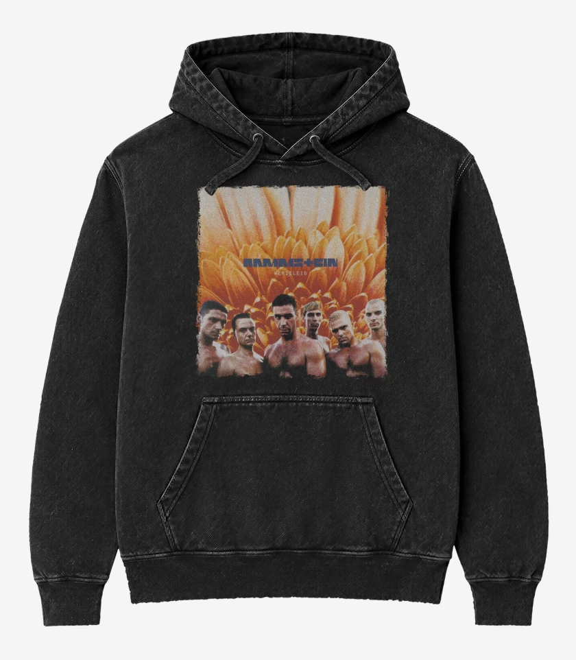 Poleron Canguro Acid Wash Negro de Herzeleid