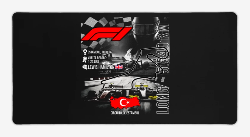 Mouse pad Gamer Negro de F1 Circuito de Estambul