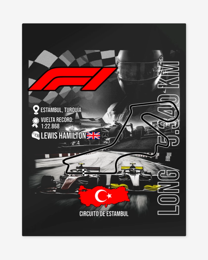 Print metalico Negro de F1 Circuito de Estambul