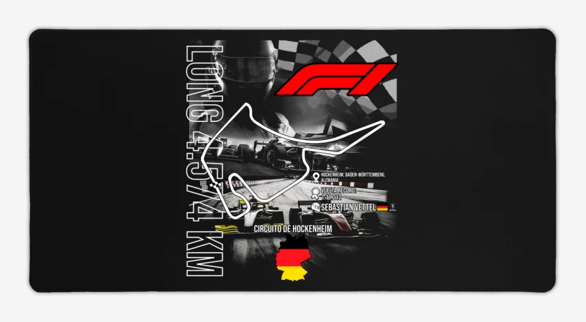Mouse pad Gamer Negro de F1 Circuito de Hockenheim