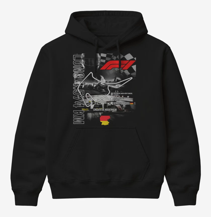 Poleron Canguro básico Negro de F1 Circuito de Hockenheim
