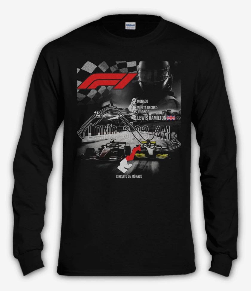 Polera manga larga Negro de F1 Circuito de monaco