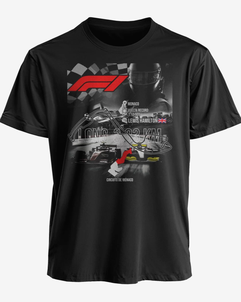 Polera premium Negro de F1 Circuito de monaco