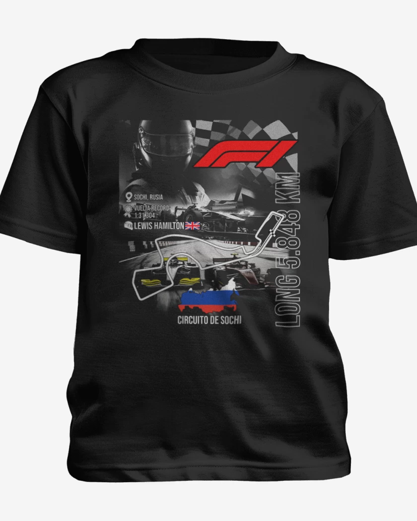 Polera de niño Negro de F1 Circuito de Sochi