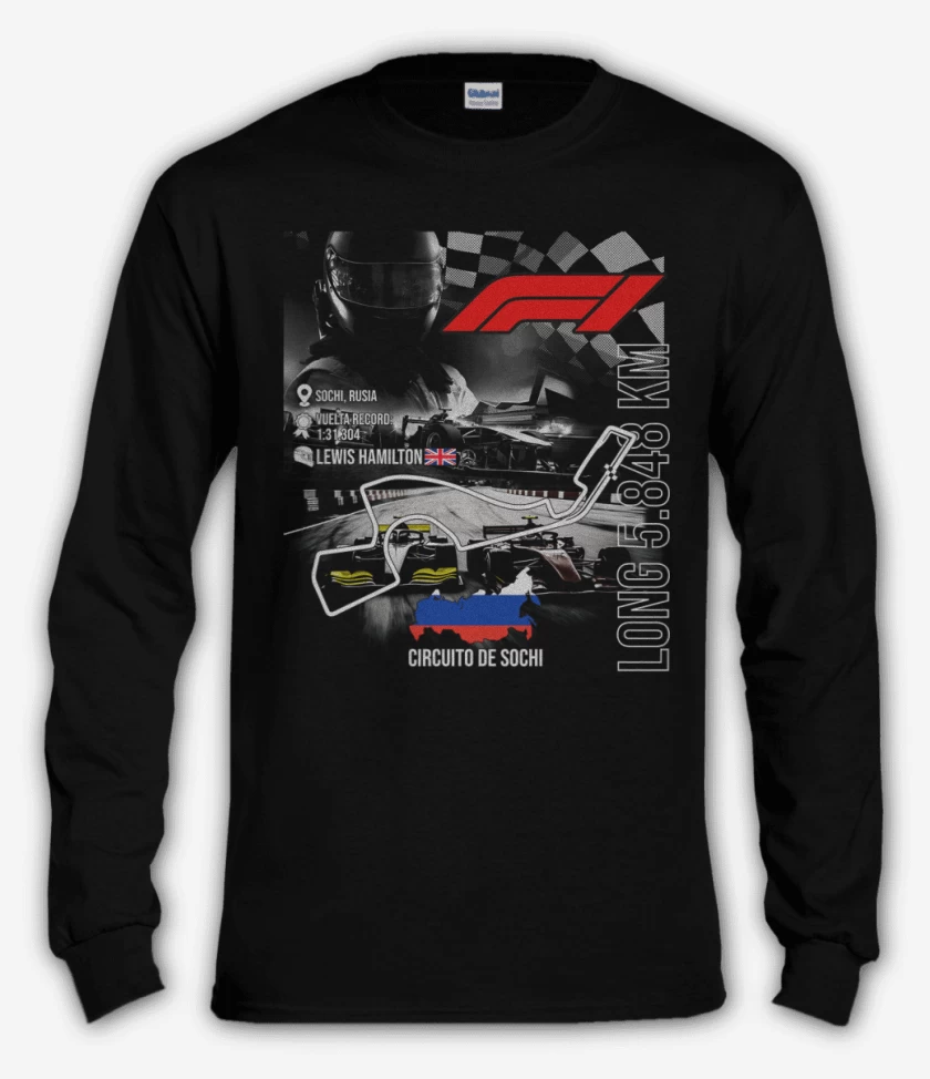 Polera manga larga Negro de F1 Circuito de Sochi