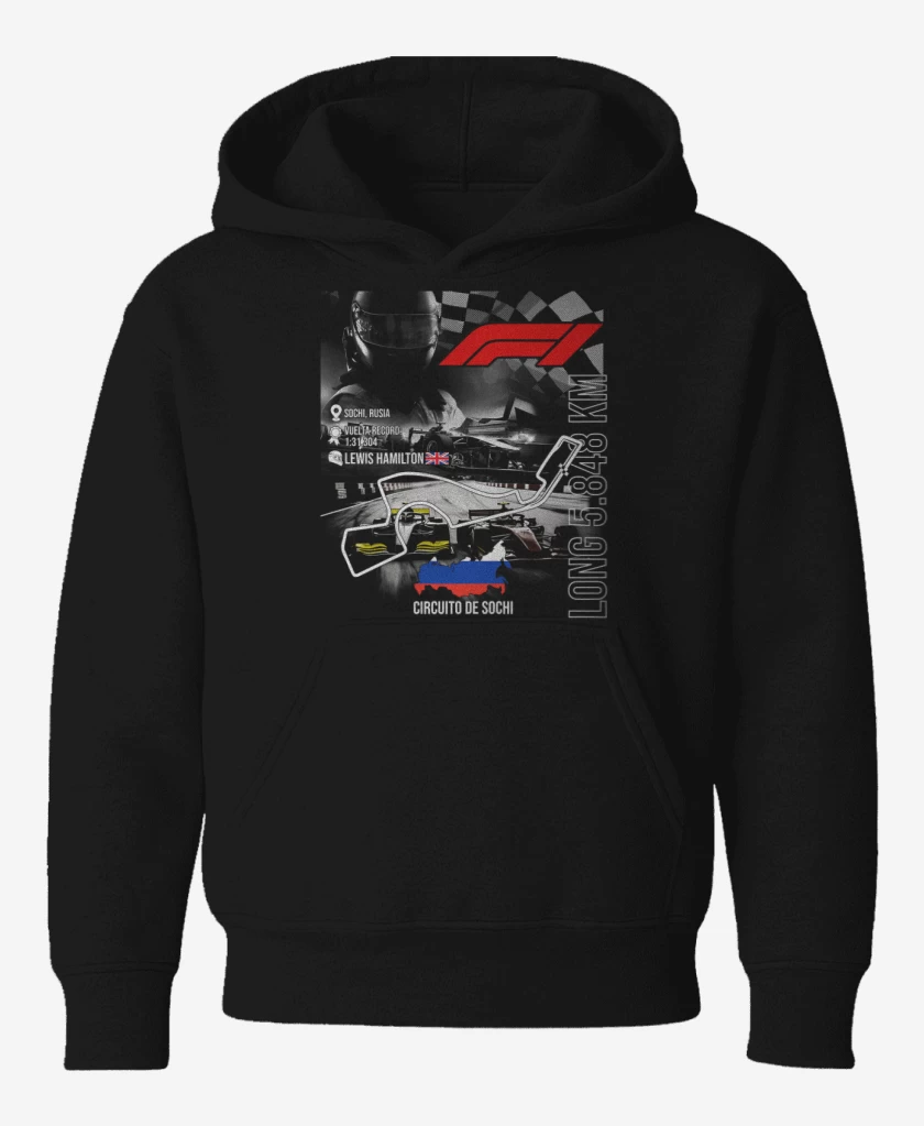 Poleron de niño Negro de F1 Circuito de Sochi