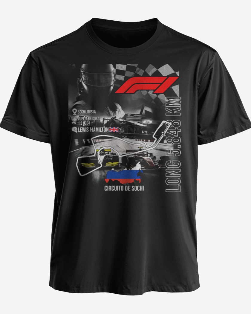 Polera premium Negro de F1 Circuito de Sochi