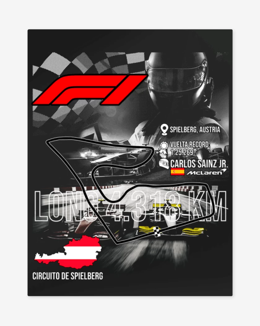 Print metalico Negro de F1 Circuito de Spielberg