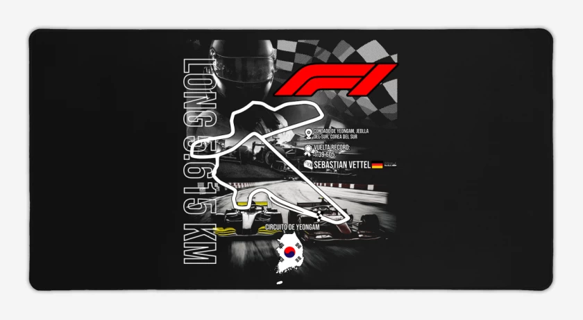 Mouse pad Gamer Negro de F1 Circuito Yeongam