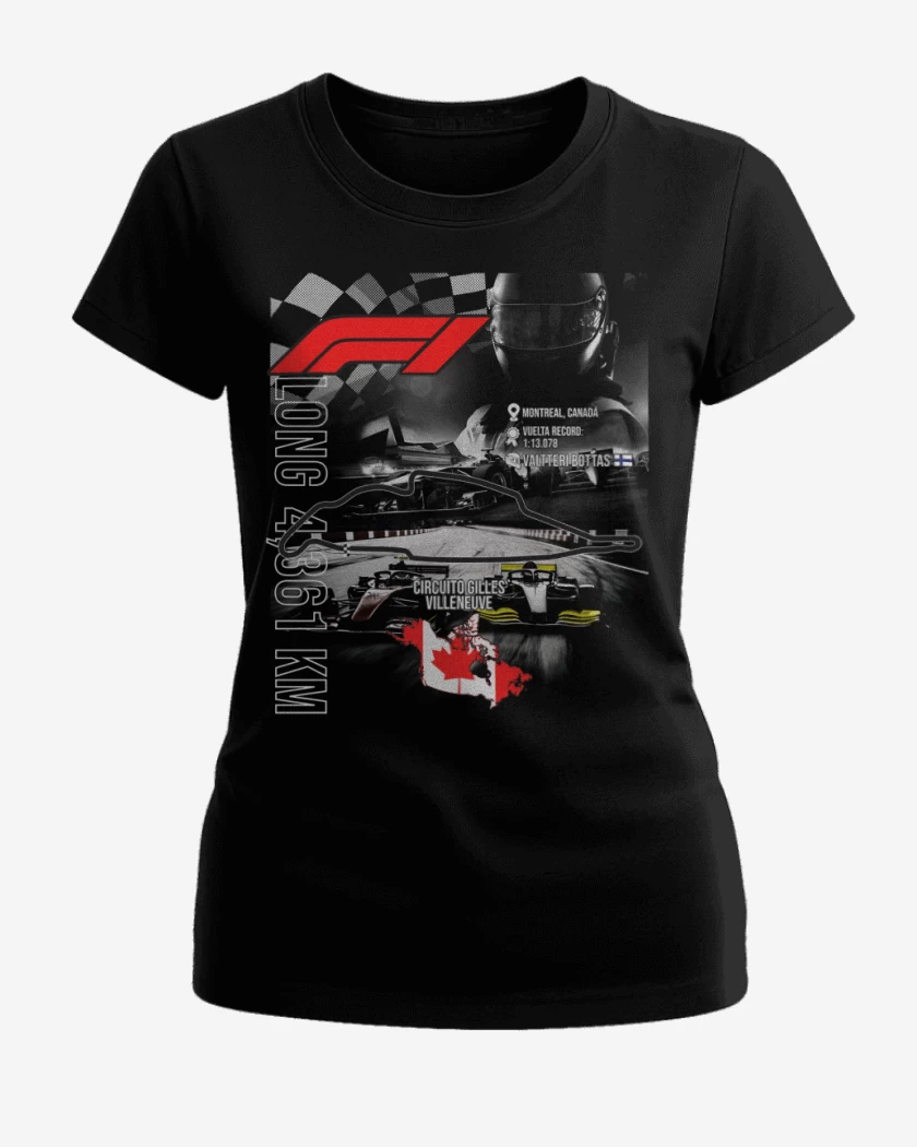 Polera de Mujer Negro de F1 Circuito de Gilles Villeneuve