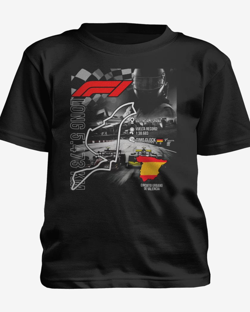 Polera de niño Negro de F1 Circuito urbano de Valencia
