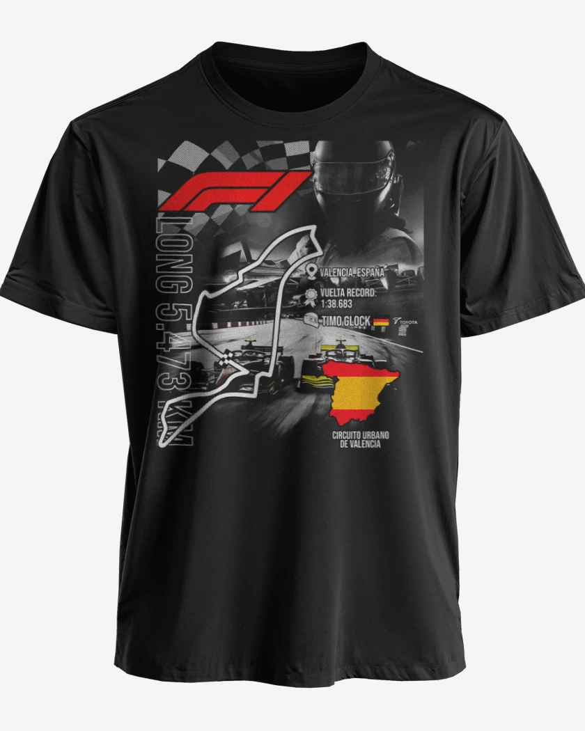 Polera premium Negro de F1 Circuito urbano de Valencia