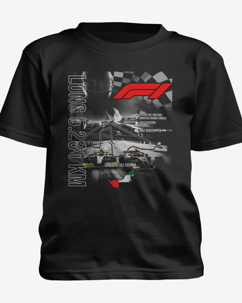 Polera de niño Negro de F1 Circuito Yas Marina