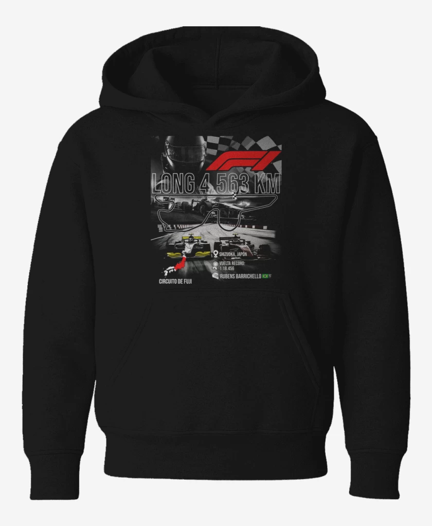 Poleron de niño Negro de F1 Circuito de Fuji 