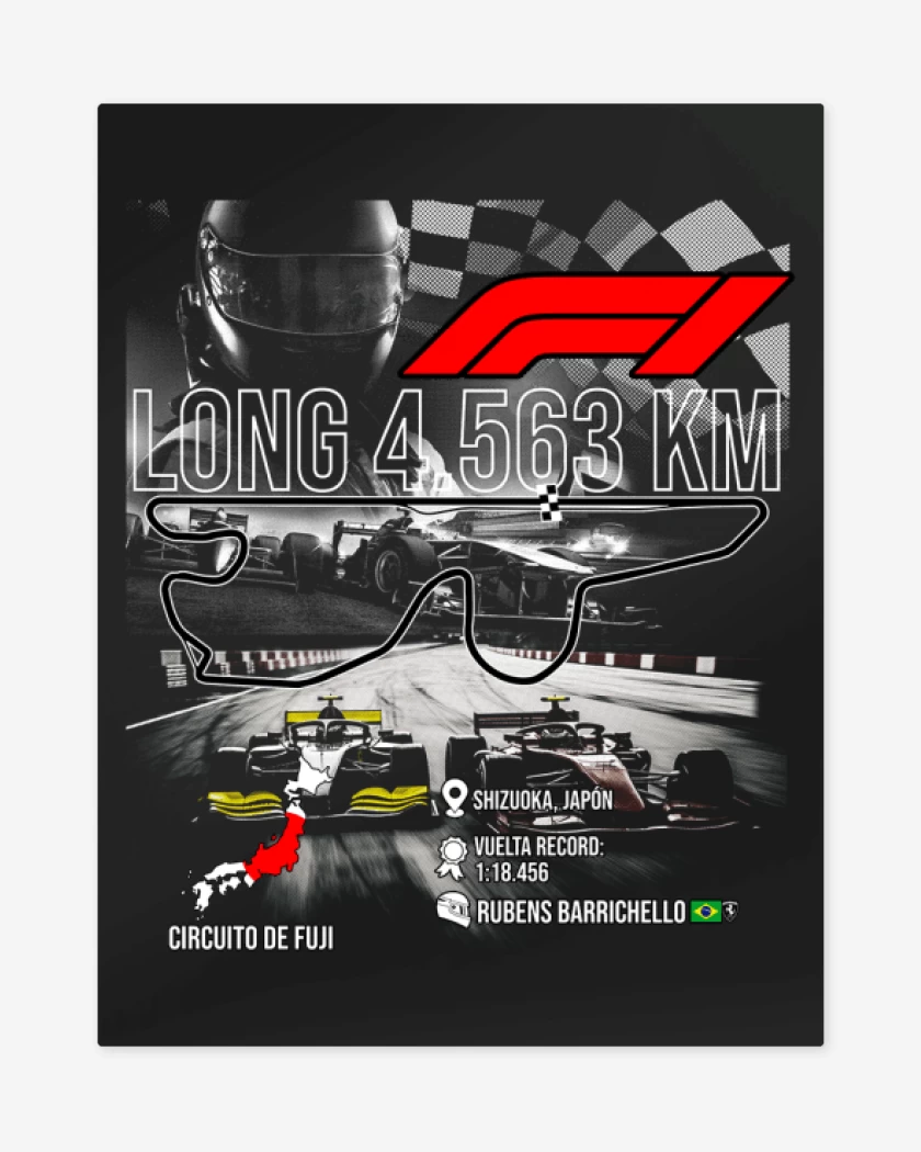 Print metalico Negro de F1 Circuito de Fuji 