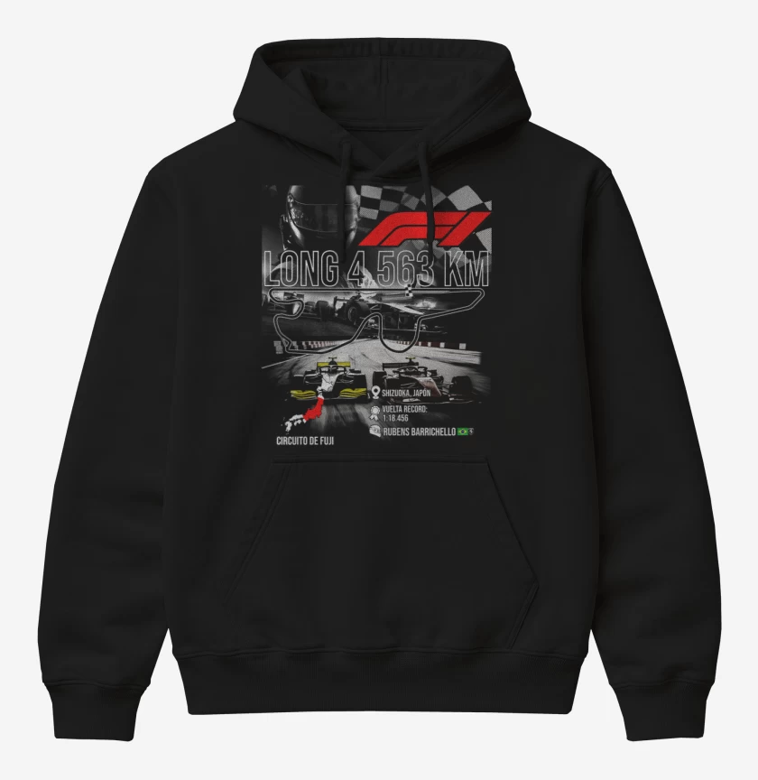 Poleron Canguro básico Negro de F1 Circuito de Fuji 