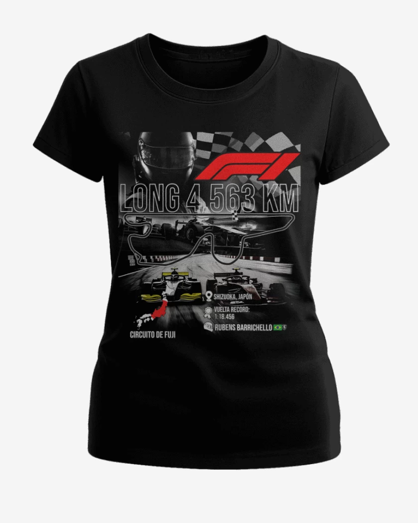 Polera de Mujer Negro de F1 Circuito de Fuji 
