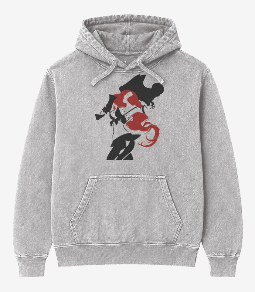 Poleron Canguro Acid Wash Gris Melange de Miss fortune