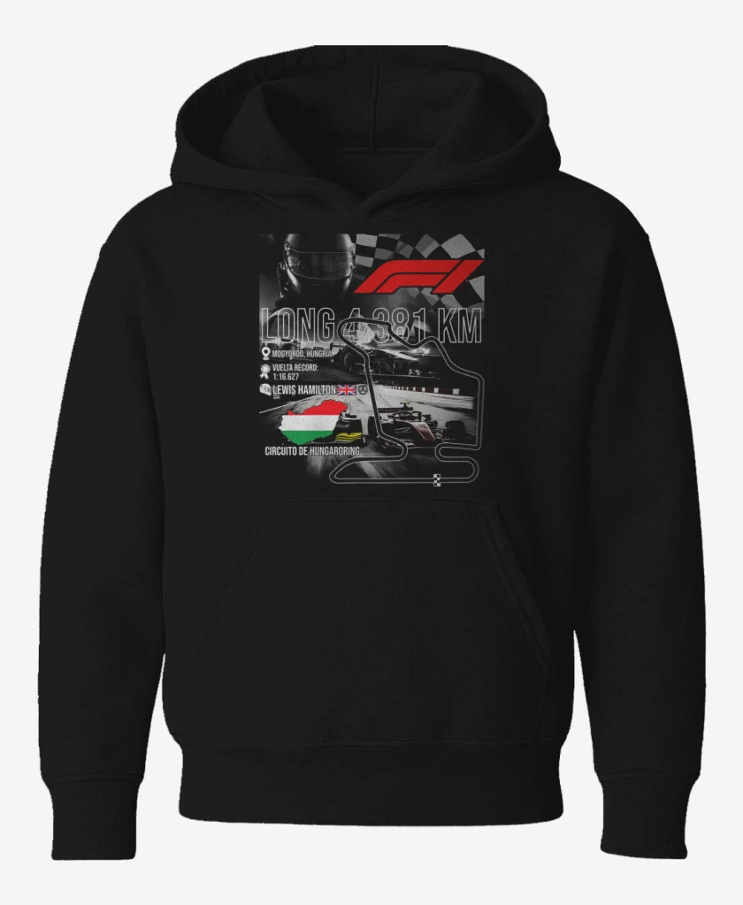 Poleron de niño Negro de F1 Circuito de Hungaroring
