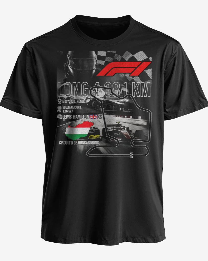 Polera premium Negro de F1 Circuito de Hungaroring