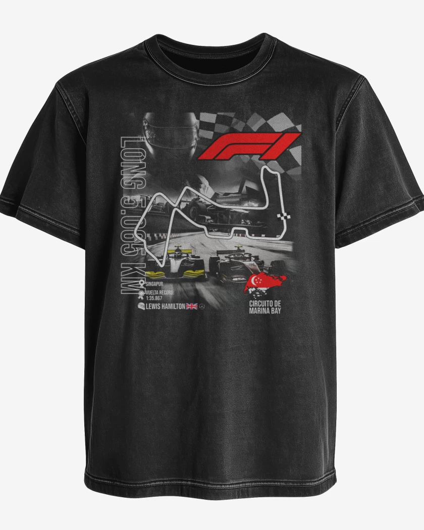 Polera desgastada F1 Circuito de Marina Bay