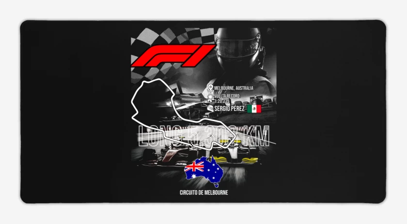 Mouse pad Gamer Negro de F1 Circuito de Melbourne 