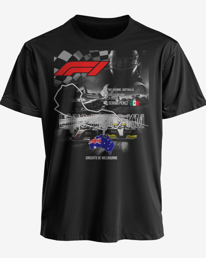 Polera premium Negro de F1 Circuito de Melbourne 