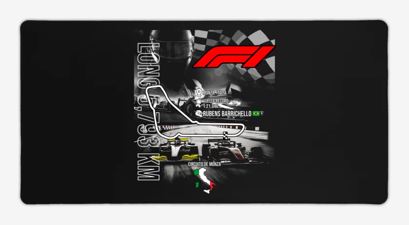 Mouse pad Gamer Negro de F1 Circuito de Monza 